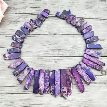 

3 Strands Natural Purple Imperial stone Pendant ,Slab Nugget Drilled Loose Beads Findings DIY Jewelry necklace making PD935