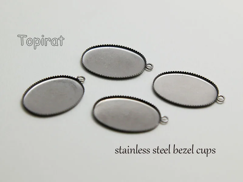 

18x25mm Bezel Pendants Trays Stainless Steel Trays Setting Oval Tooth Shape Blank Base For DIY Jewelry Making Accessories 50pcs