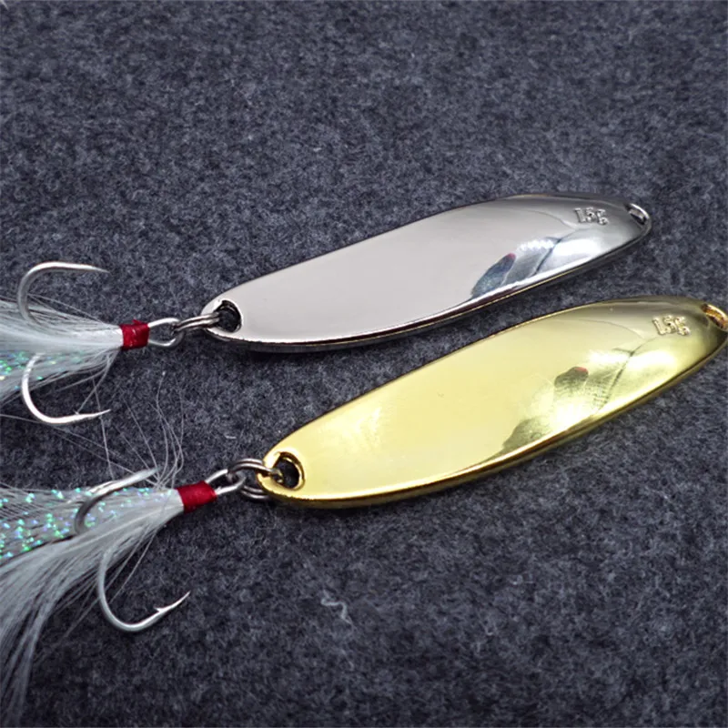 Metal Lure Fishing Bait Spoon Lures 15G/10G Fishing Lure 2 Color 6# ORIGIN Hook Treble Fishing Tackle