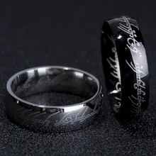6MM Stainless Steel Silver Black Gold Color Titanium Scripture Exotic Ring For Man Women Wholesale Male