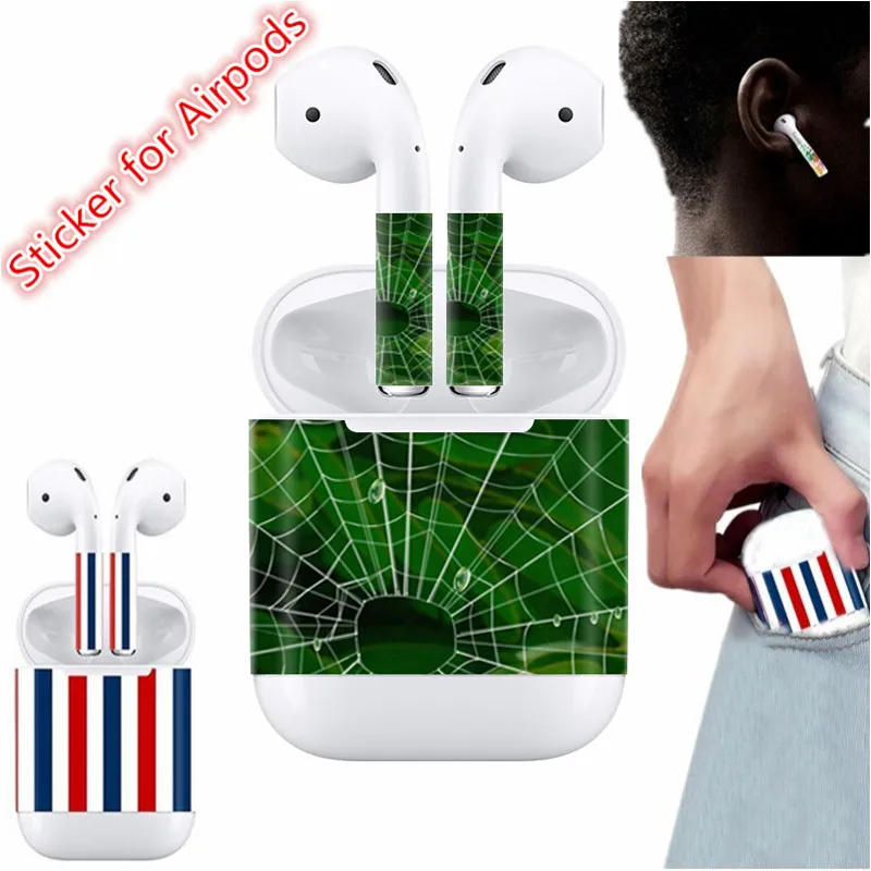 Зеленые наклейки для AirPods силиконовый чехол защитная пленка|Наклейки| |
