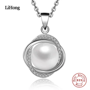 

925 Sterling Silver Necklace Unique Design Love Lingerie Natural Pearl Pendant Chain Woman Jewelry
