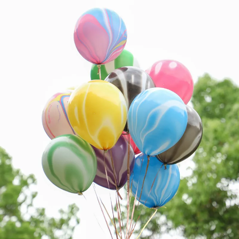 

100 Pieces 10 Inch Agate Mottled Color Balloons Birthday Party Wedding Decoration Valentine's Day Confetti Rainbow Balloons