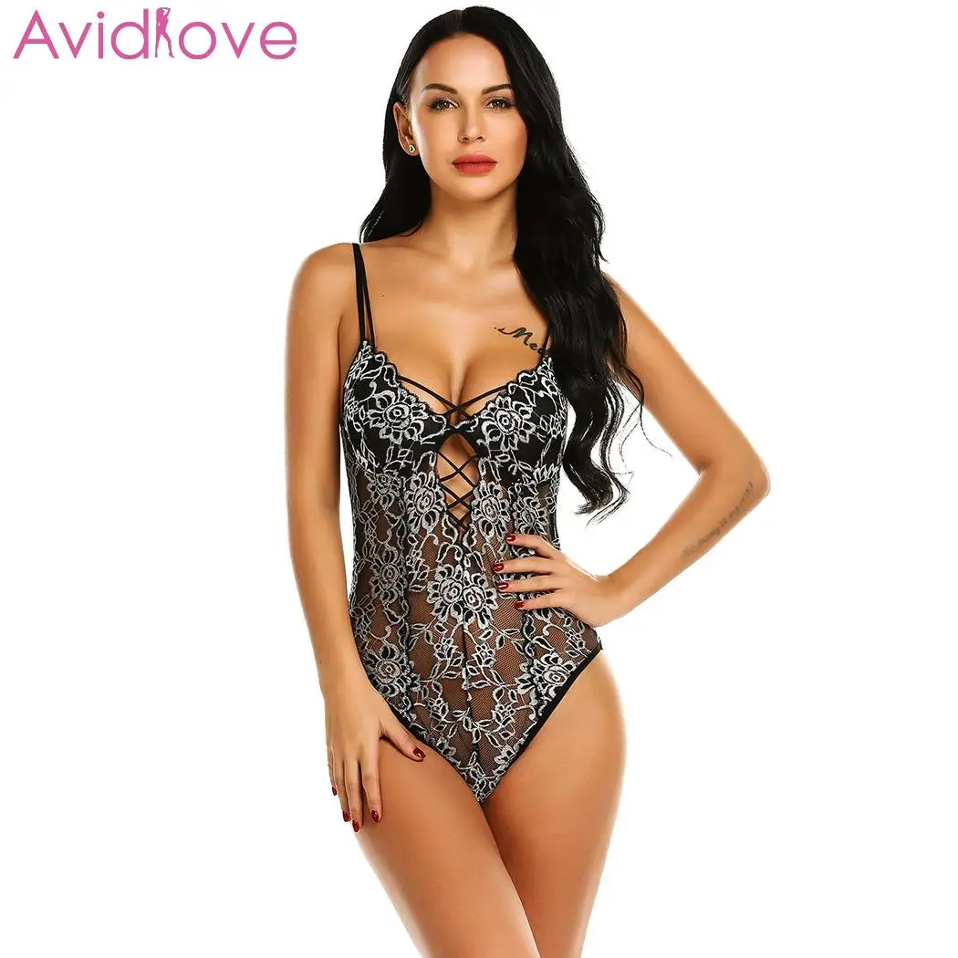 

Avidlove Sexy Lingerie Bodysuit Sleepwear Hot Erotic Underwear Sexy Underwear Women Lace Halter Bodystocking Teddy Nightwear