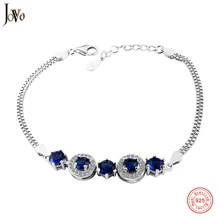 JOVO Blue Sapphire Bracelet For Women 100% 925 Sterling Silver Jewelry Romantic Wedding Jewelry Gift New Jewelry Bracelet luxurious natural sri lanka sapphire bracelet 2 ct natural blue sapphire gemstone bracelet solid 925 sterling silver bracelet