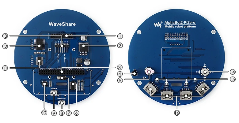 AlphaBot2 робот строительный комплект для Raspberry Pi Zero WH, с контроллером Raspberry Pi Zero WH(встроенный WiFi, предварительно припаянные разъемы