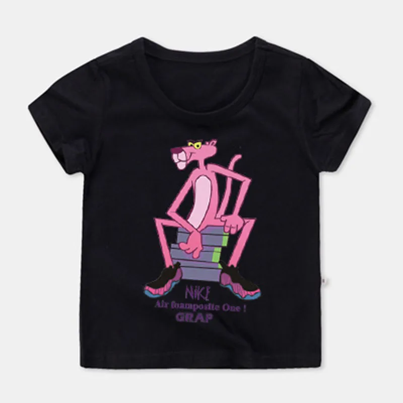 Moggi Cat 2019 Summer Boys Clothes Sport Suit Pink Panther Short Sleeve Children's Clothing Top Tee Boys Girls Clothes (12)