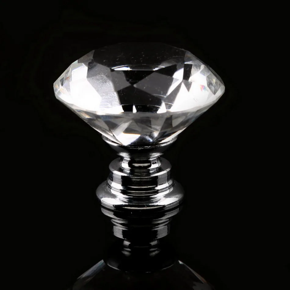 10 шт. 30 мм Алмазная форма кристально чистая Стеклянная Ручка для шкафа с выдвижными ящиками вытяжная ручка кухонная дверь фурнитура для шкафа ручки для ящиков