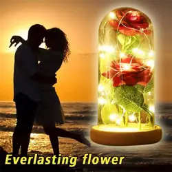 Красота Роза и чудовищсветодио дный LED красный цветок свет шнура Настольная лампа Романтический День Святого Валентина подарок на день