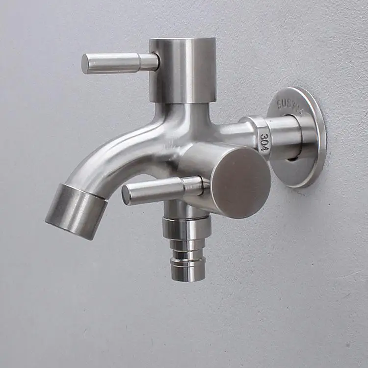 

LanLan 2 in 1 out Multifunctional water faucet Creative Stainless Steel Wall-in Faucet Water Tap for bathroom kitchen