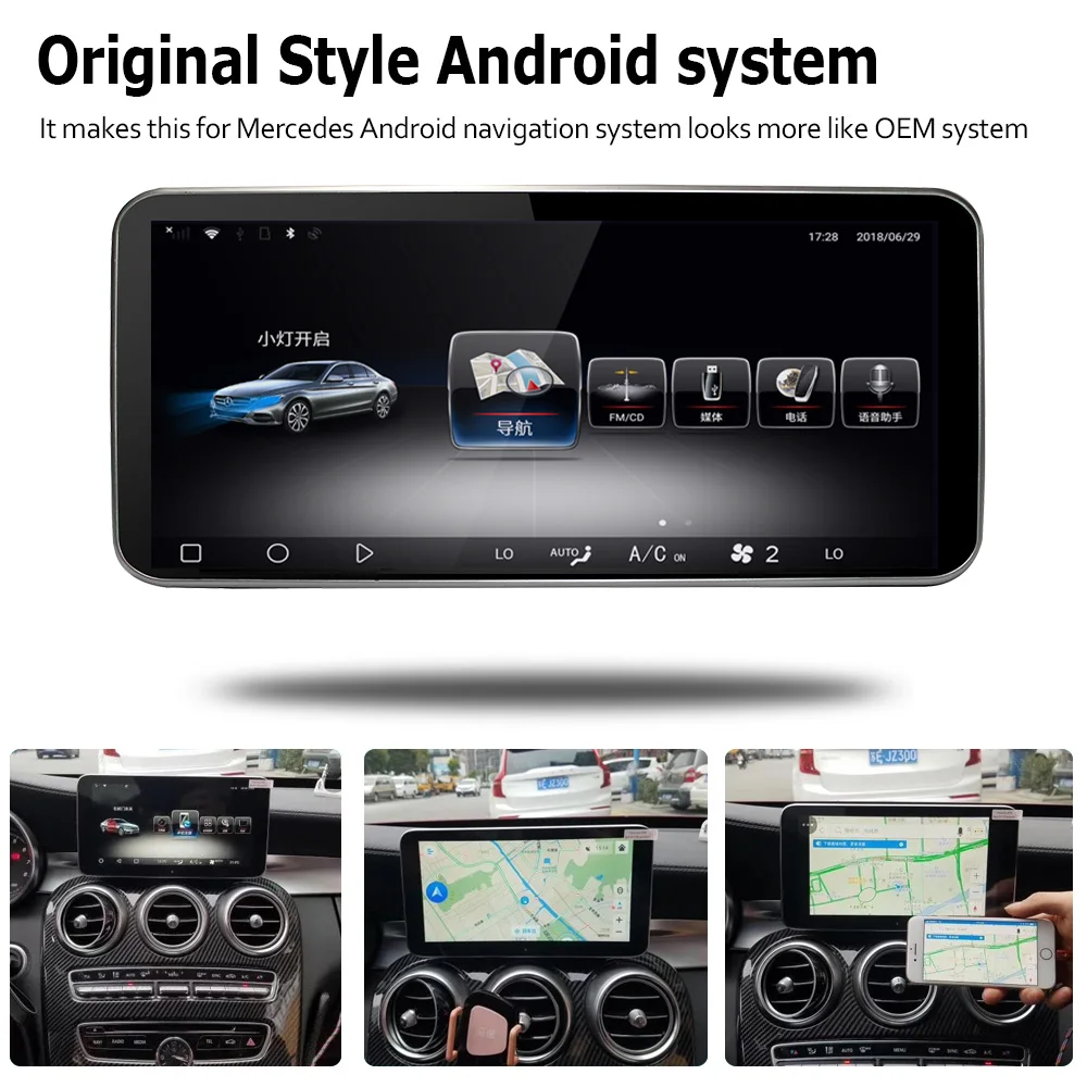 Sale 10.25" Android Multimedia Player Stereo Display navigation GPS For Mercedes Benz C Class 2015 206 2017 2018 2019 NTG 4