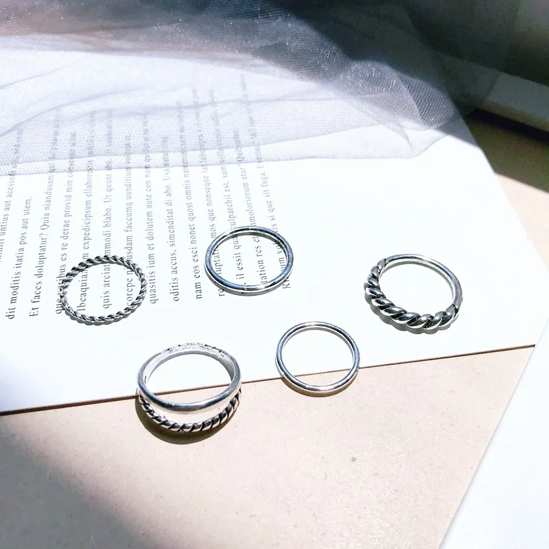 

5pcs/set Vintage Jewelry Rings For Women Beach Finger Joint Ring Fashion Simple Design Rings For Gifts Personality Gift