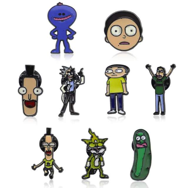 

Rick and Morty Classic Cartoon icons Style Enamel pin Badge Buttons Brooch Anime Lovers Shirt Denim lapel pin Jewelry Gifts