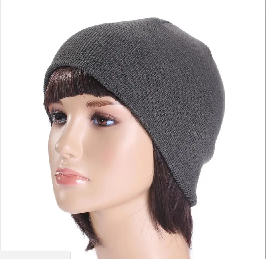 

Europe and United States Fall and Winter Solid Men and Women's Thin Stripes Short Paragraph Ski Cap Knitted Wool Beanies Hat
