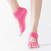 Дизайн женские носки для йоги половина носком Нескользящие дамы массаж Спортивные носки половина-Пальцы носки