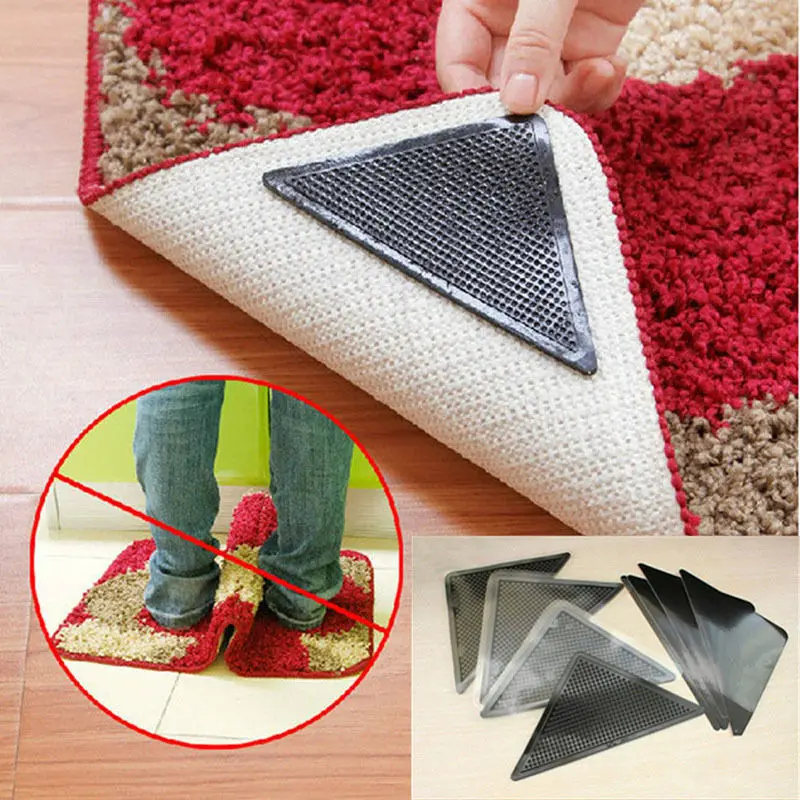 

4pcs Rug Carpet Mat Grippers Non Slip Reusable Washable Silicone Grip