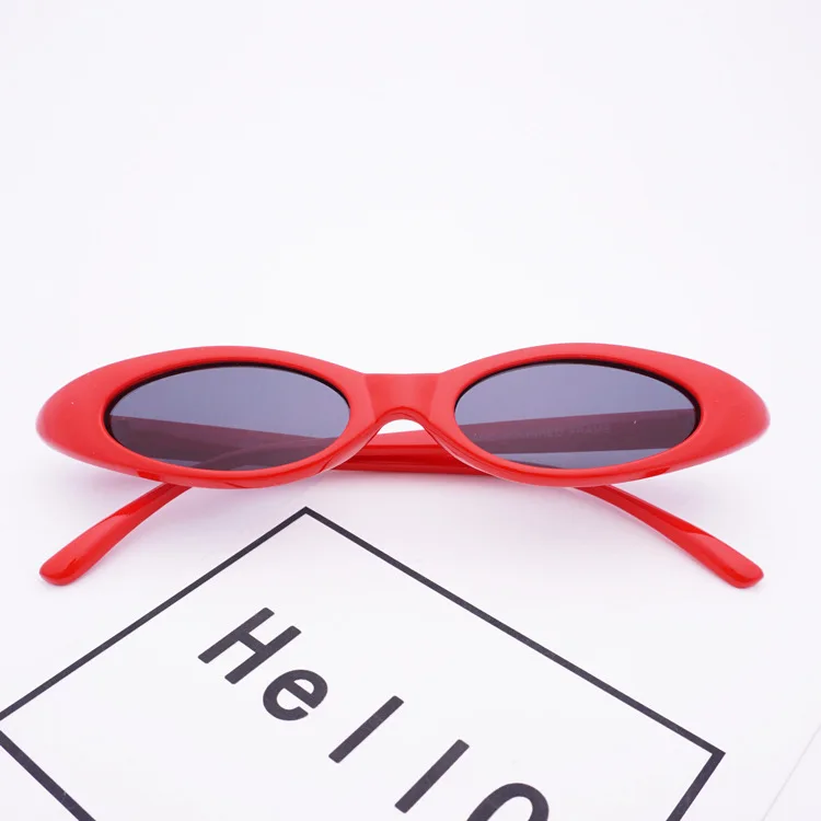 KUJUNY, женские маленькие солнцезащитные очки, бренд, дизайнерские, женские, Ретро стиль, кошачьи глаза, очки, овальная оправа, очки, UV400, солнцезащитные очки - Цвет линз: Red