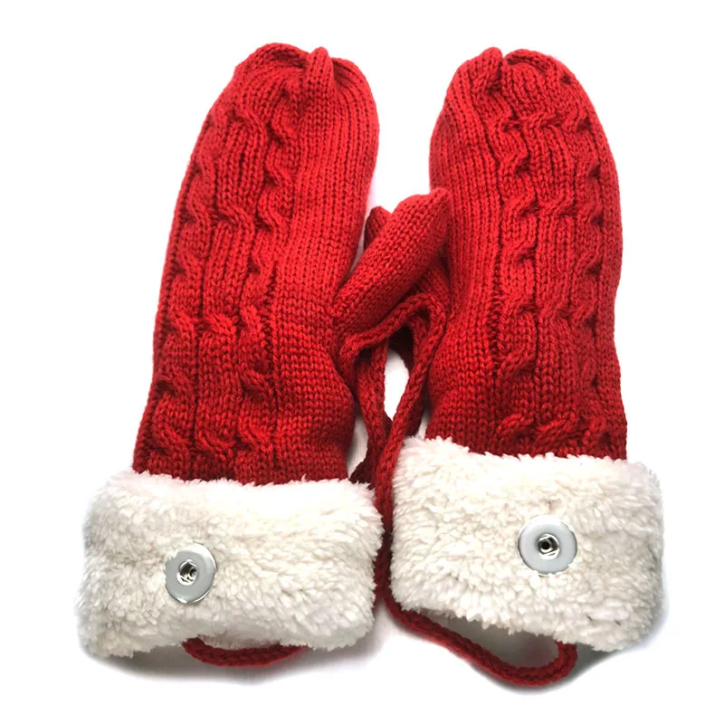 

6 Colors 009 Winter Fashion Christmas Gloves Fit 18mm Snap Button Knitted Gloves Charms Fashion Jewelry For Women Teenagers Gift