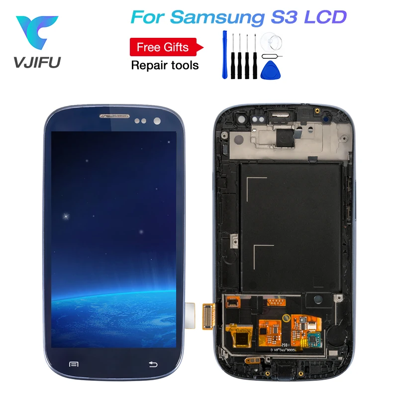 1Pcs Schermo Lcd Per Samsung Galaxy S Iii S3 Display Lcd I9300 I9305 Display Touch Screen Con Telaio Mobile Di Ricambio Del Telefono