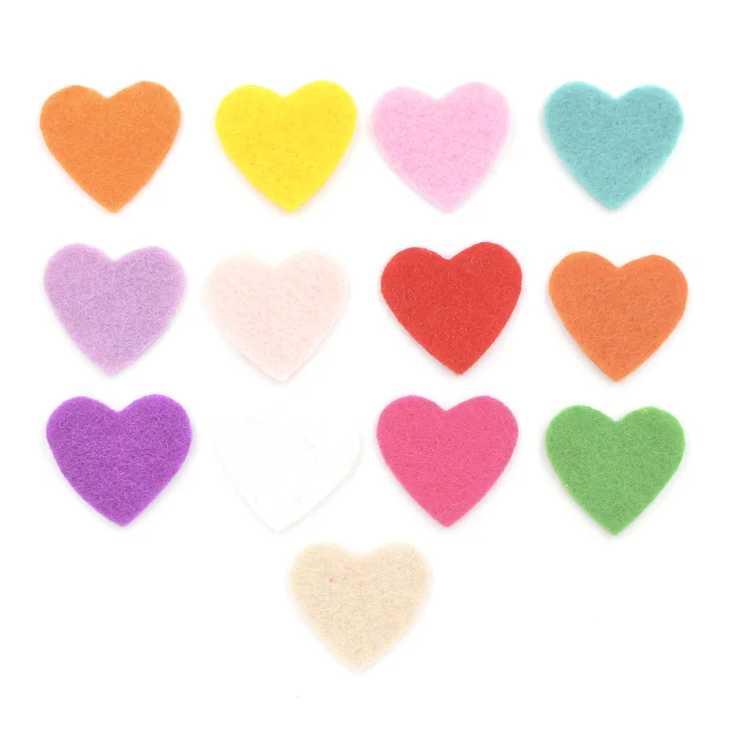 200Pcs/lot Love Heart Nonwoven Fabric Patches Felt Scrapbooking