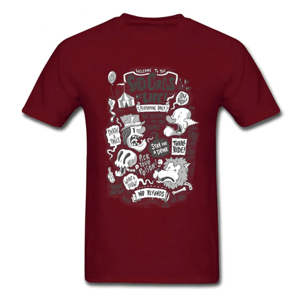 2018 Fashion Men's Top T-shirts Round Neck Short Sleeve 100% Cotton Sad Circus Tees Slim Fit Top T-shirts Drop Shipping Sad Circus maroon