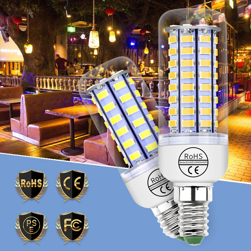 

E27 Led Corn Light Bulb E14 Led Lamp 220V 5730 SMD Lampada 24 36 48 56 69 72leds Bombillas Energy Saving Light For Indoor 240V