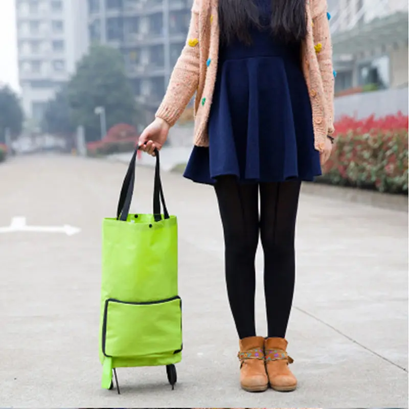 

Creative New Women Environmental Foldable Storage Multifunction Shopping Bag Cart Tug Trolley Case Wheels Reusable