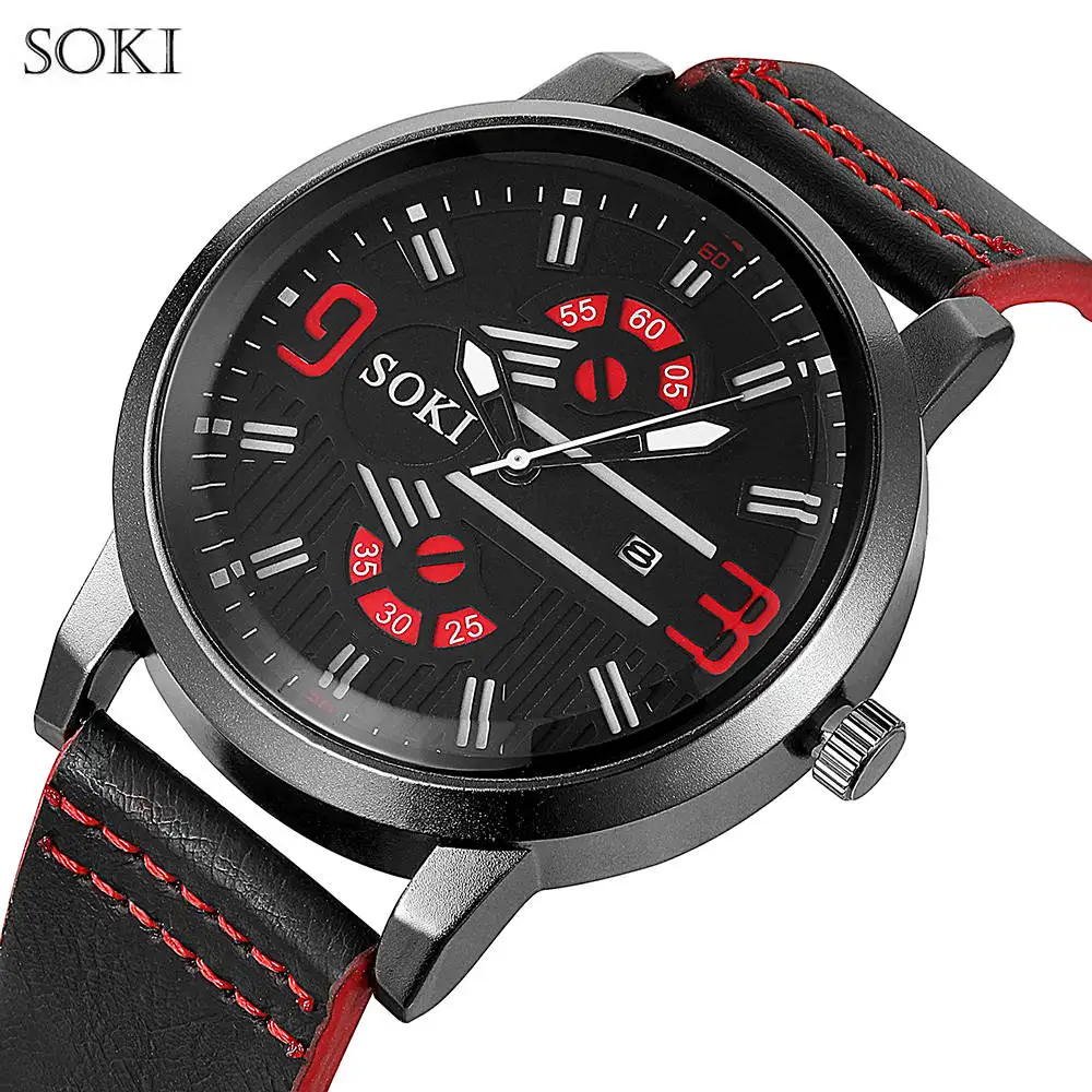 

SOKI New Fashion Mens Watches Curren Brand Luxury Leather Quartz Men Watch Casual Sport Clock Male Wristwatch Relogio Masculino