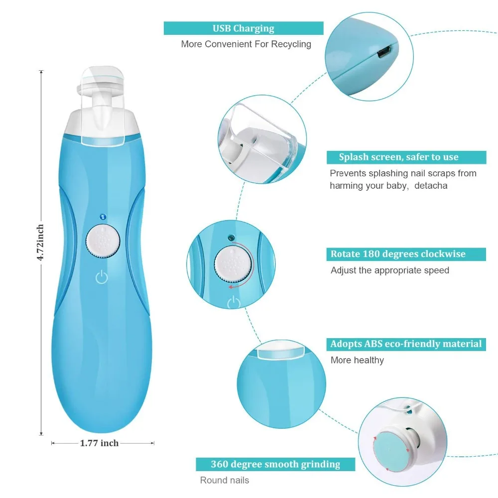 USB зарядка Новая электрическая пилка для ногтей для младенцев безопасные ножницы для триммера, маникюра, педикюра Уход за ногтями Машинка для удаления Уход за лошадьми комплект
