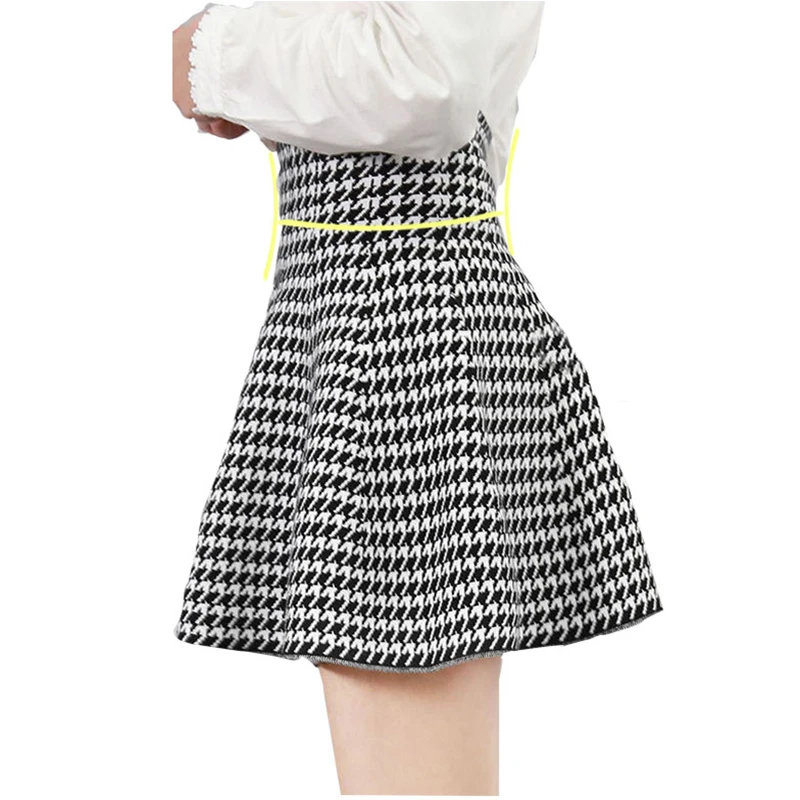 

Streetwear Spring High Waist Women Skirt Knitting Short Skirt Ladies Casual a-line Pleated Elastic Flared Skirts female