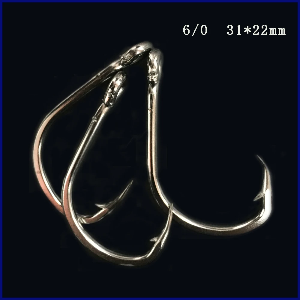 

CN06 6/0 100pcs Assist hook Sea Fishing Hook Jigging Hook Stainless steel Metal jig hooks No Rust