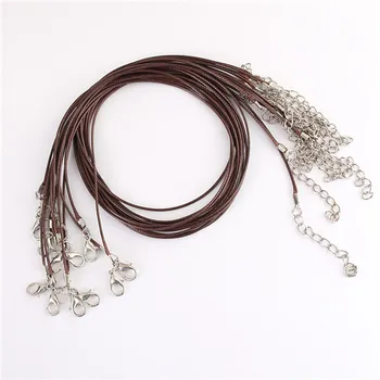 

New Brown Wax cord rope thread necklace silver Color tone lobster clasp chains Fit DIY jewelry pendant 100pcs 1.5mm 18 inch