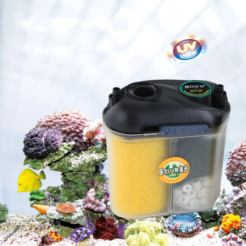 

NCFAQUA EFU-05 BOYU Aquarium External Canister Filter with 5W UV Sterilizer for Fish Tank Up to 70 Litres Filter Media Included