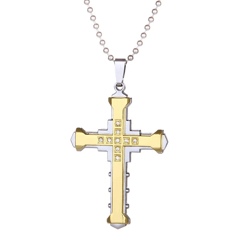 Мужская цепочка с крестом, мужское черное ожерелье, длинное мужское ожерелье с кулоном, христианская Библия молитва, Женское и мужское ожерелье