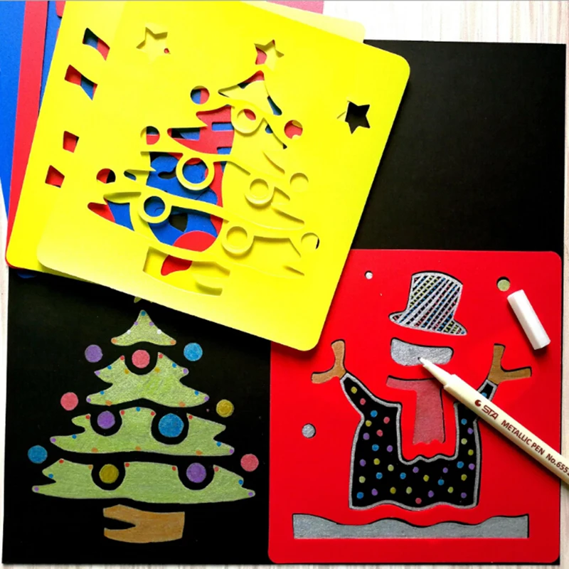 

6pcs/set Novelly DIY Painting Stencils Embossing Template Animals Diary Scrapbook Kid Educational Toy Drawing Toys For Children