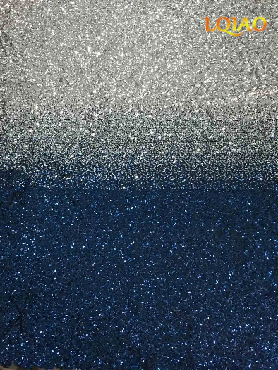 1 Yard Gradient Color Navy Blue Silver Sequin Fabric