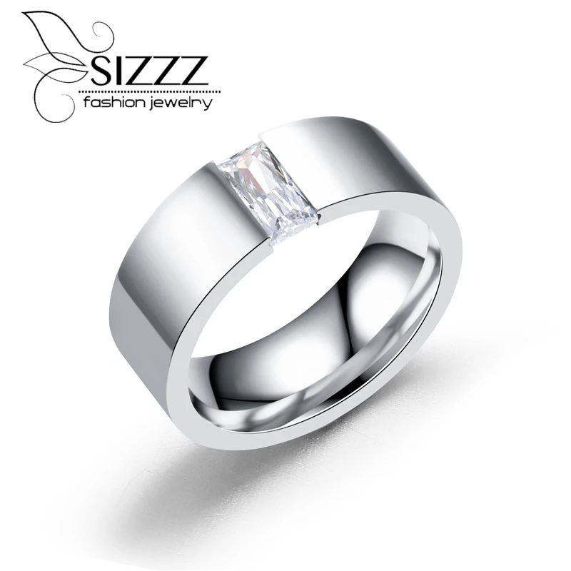 

SIZZZ New Open Inlaid Ring Fashion Men's Stainless Steel Ring For Men Size 6-12