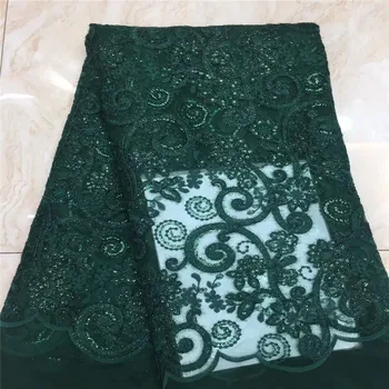 

Madison Embroidery African Lace Fabric Green Nigerian Mesh Lace Fabrics with Sequins High Quality Net Lace for Women Wedding