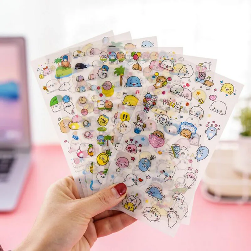 

6pc / Bag, Cartoon Japanese Festival Sea Lion Expression Pvc Sticker Children Cartoon Stationery Decoration Notebook Scrapbook
