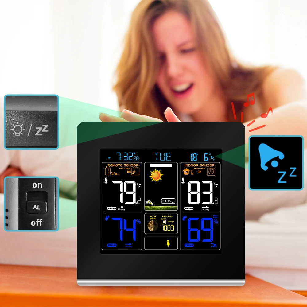 Метеостанция Protmex 3379C Wilress RF433 цветная метеостанция будильник с комнатной и