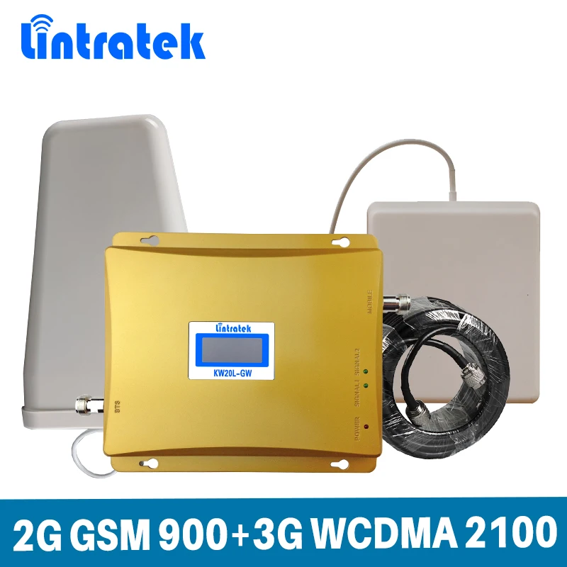 

Mobile signal repeater dual band GSM 900mhz WCDMA 2100mhz signal booster