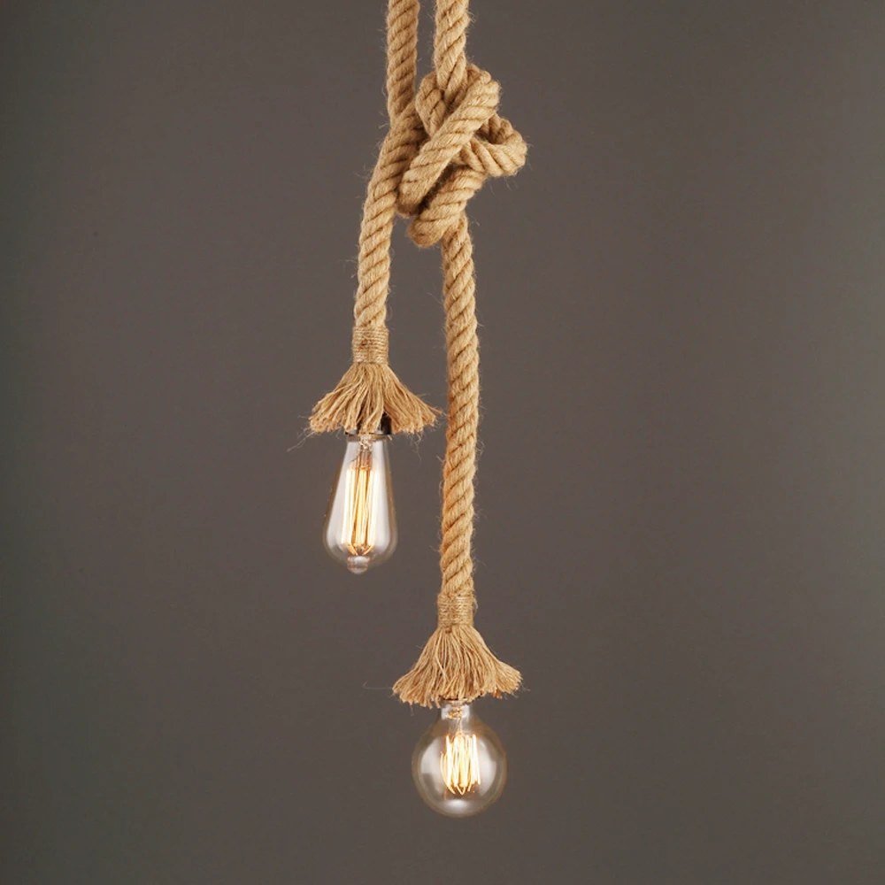 Modern Rope Pendant Lights Dining Room Creative Hemp Rope Lighting Loft