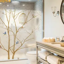 Декоративная оконная пленка, Раздвижная стеклянная дверь, оконная пленка, витражная, статическая, птичья клетка, Природный Стиль