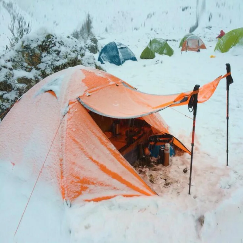 Barraca de Acampamento ao ar Pólo de Alumínio à Prova de Vento Chuva com Saia de Neve Livre Pessoas Duplo Tenda Selvagem 3-4 12 de vento chuva com saia de neve tenda selvagem