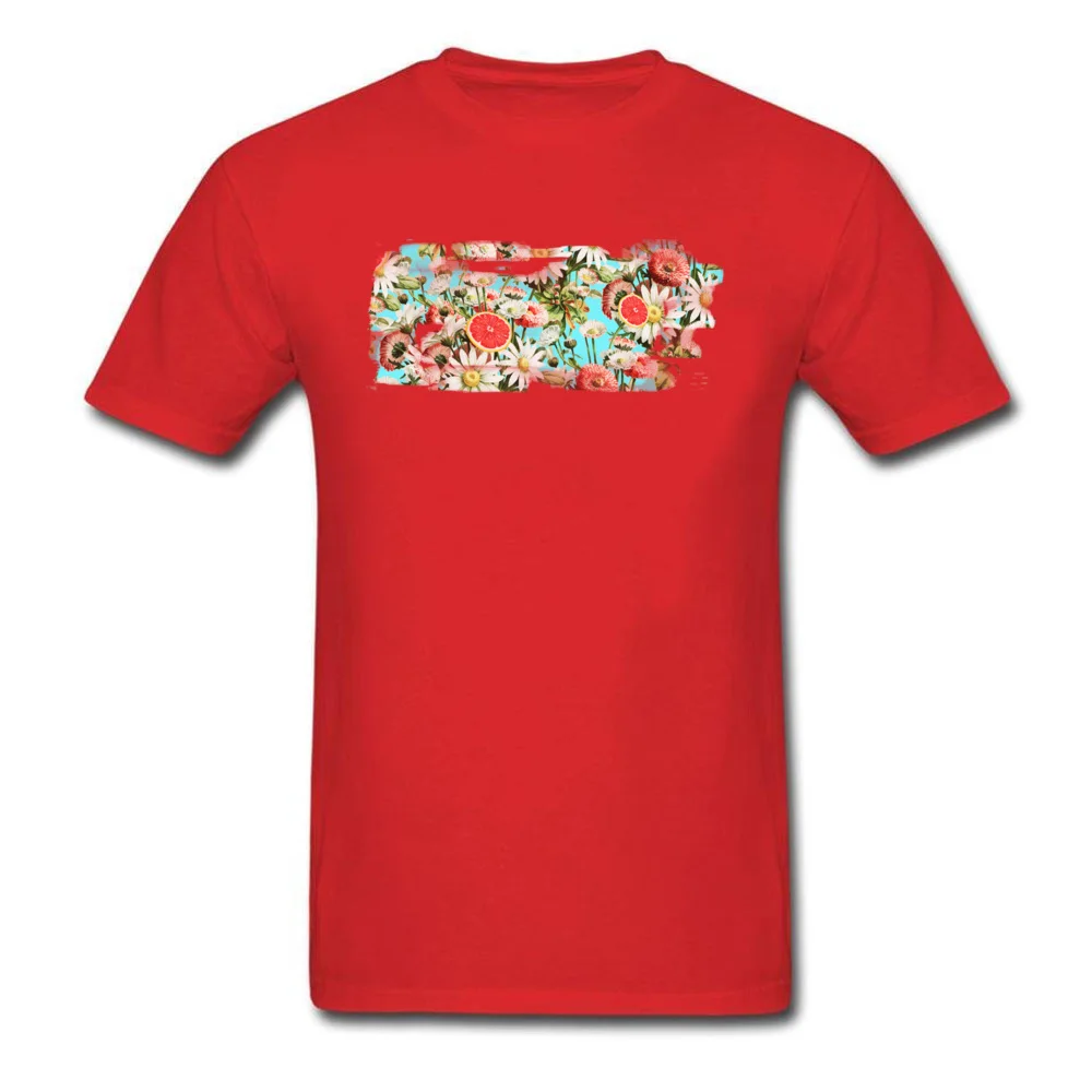 Botanical Garden Cotton Fabric Male Short Sleeve Tees Leisure Labor Day T Shirt Print Tee Shirts Coupons Round Neck Botanical Garden red