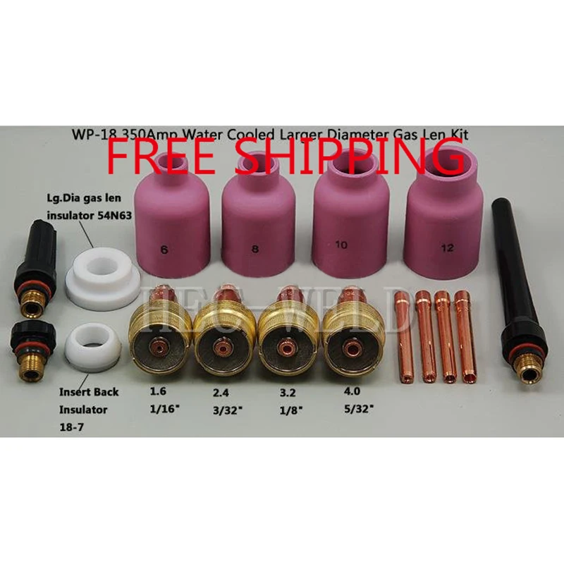17PK TIG Consumable KIT Large Diameter Alumina Nozzle Gas Lens Collet