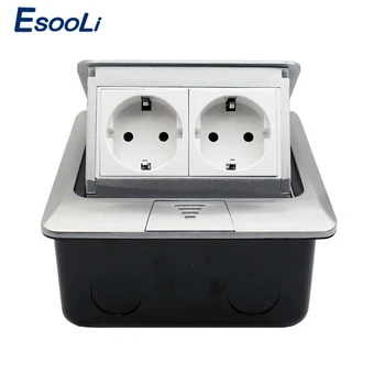 

Esooli Aluminum Panel EU/US/FR Standard Pop Up Floor Socket 2 Way Electrical Outlet Modular Combination Customized Available