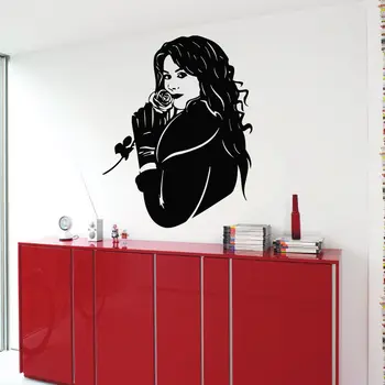 

Wall Decals Vinyl Decal Sticker Art Murals Decor Woman in Coat With A Rose