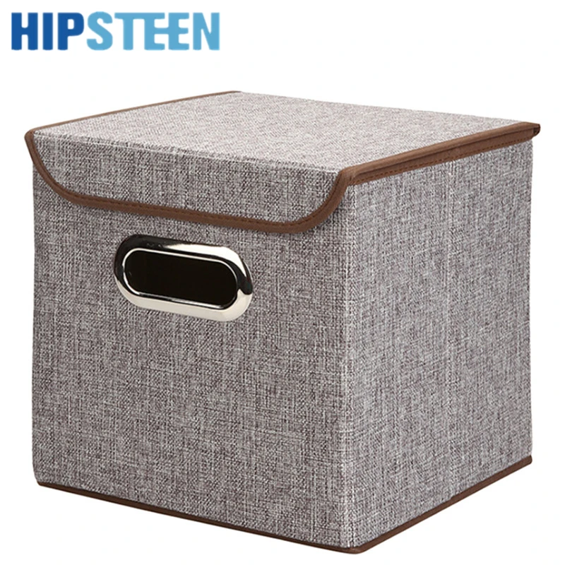 

HIPSTEEN Simple Design Storage Box Foldable Thickened Home Sundries Organizer with Lid