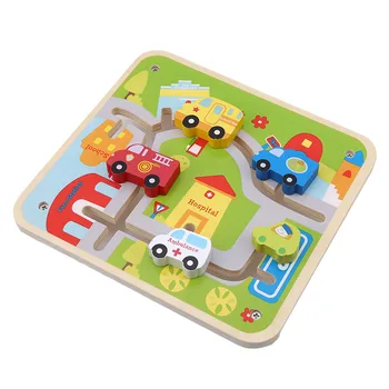 

Wooden Track Building Block Early Education Baby kids Toys High Quality Kawaii Cartoon Car Blocks Childhood Educational Toys